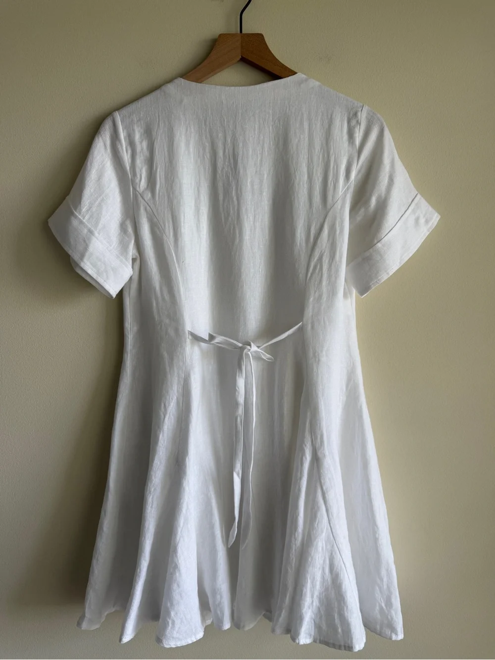 J.Crew Fleur Linen Mini Dress White Button Front Tie Back NWT Size 6